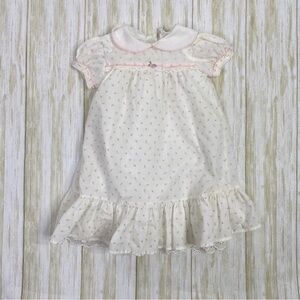 Vintage Something Pretty White Pink Ditsy Flower Lace Dress